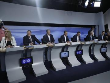 Debate televisado entre líderes griegos.