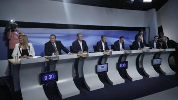 Debate televisado entre líderes griegos.