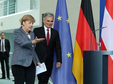 Werner Faymann y Angela Merkel tras la reunión Werner Faymann y Angela Merkel tras la reunión