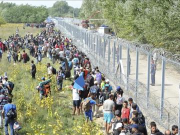 Refugiados en la frontera de Hungría