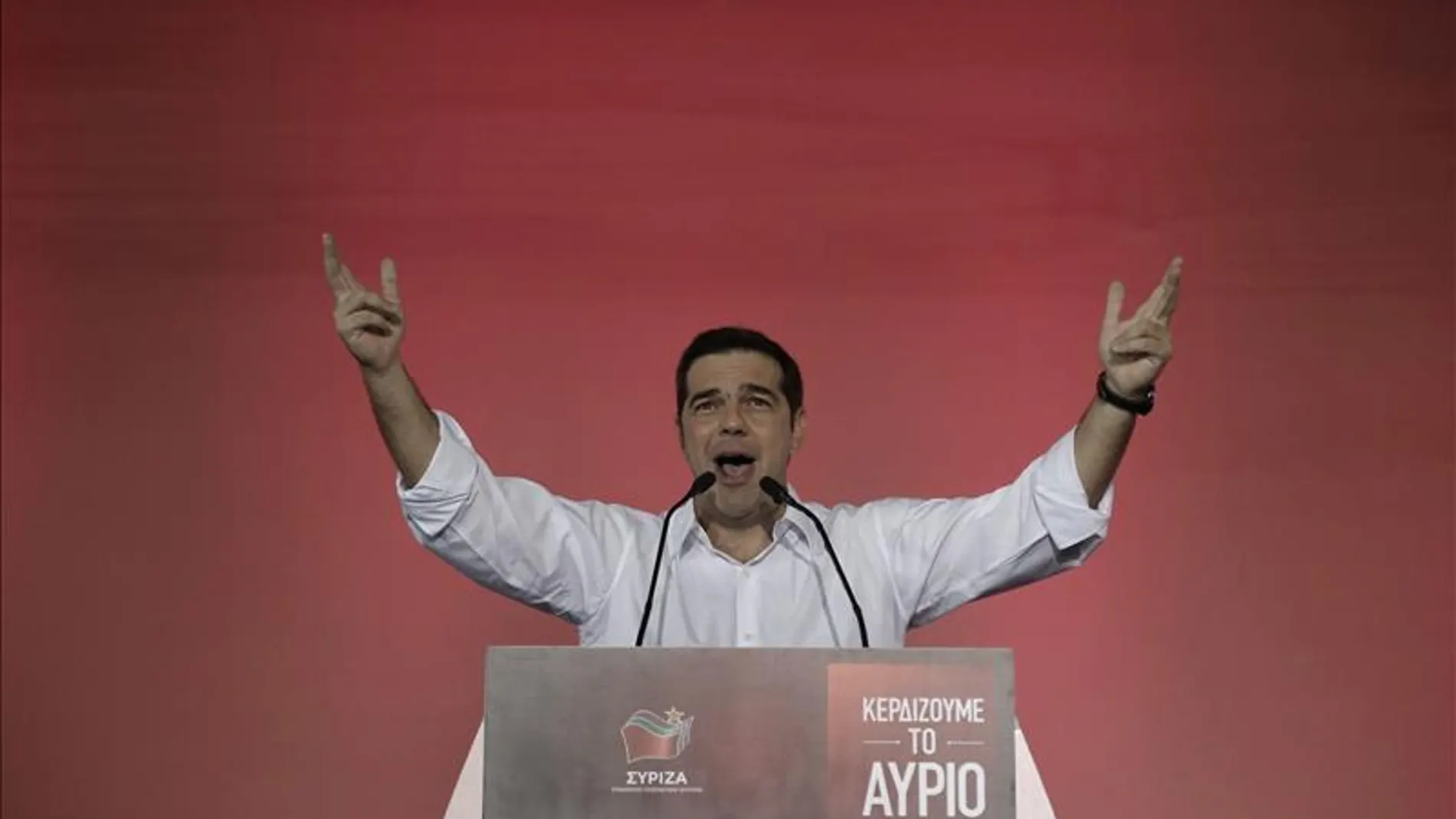 Tsipras durante un mítin