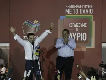 Alexis Tsipras y Panos Kammenos tras el resultado de las elecciones Alexis Tsipras y Panos Kammenos tras el resultado de las elecciones