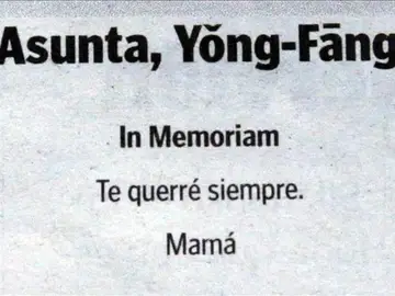 Vista de la primera esquela publicada por Rosario Porto en varios diarios locales Vista de la primera esquela publicada por Rosario Porto en varios diarios locales