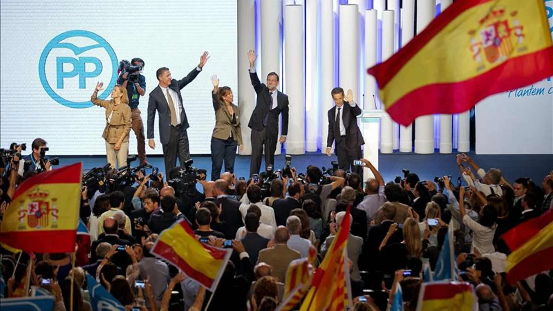 Cospedal, Albiol, Camacho, Rajoy y Sarkozy
