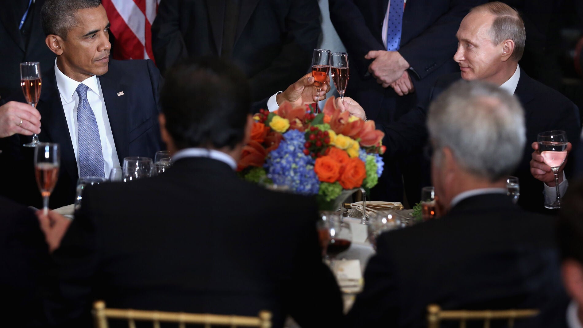 Brindis entre Barack Obama y Vladimir Putin