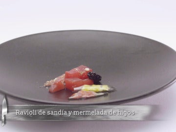 Ravioli de sandía y mermelada de higos