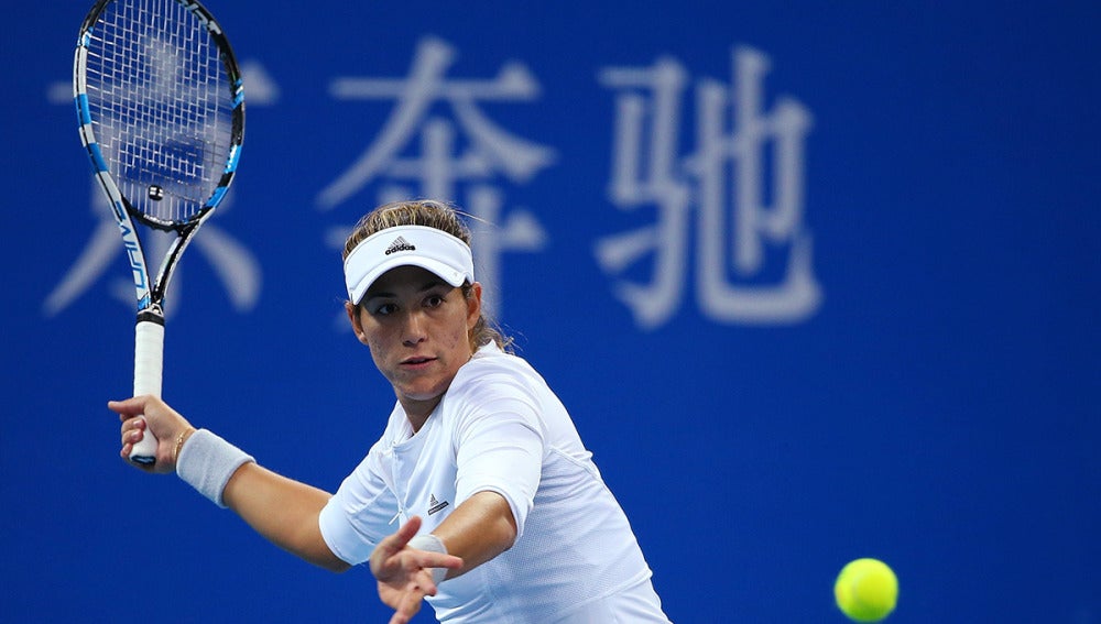 Garbiñe Muguruza, durante el partido contra Radwanska