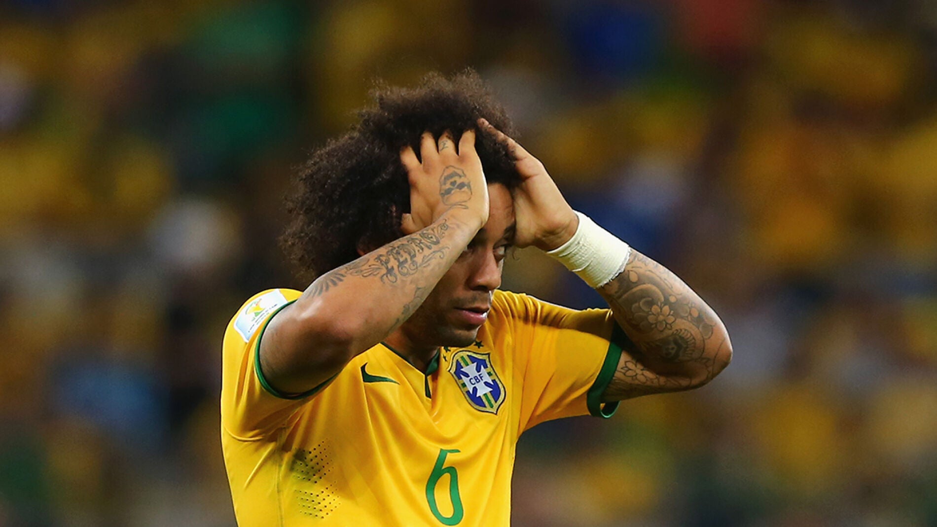Marcelo, durante un partido con Brasil