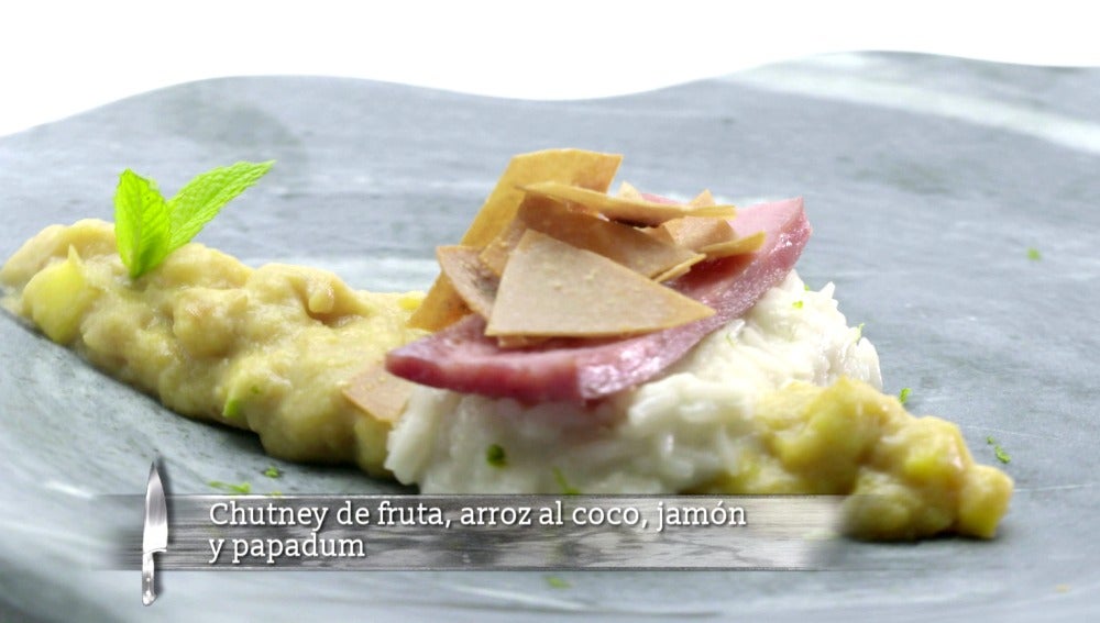 Arroz de coco, Chutney y jamón cocido
