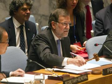 Rajoy durante el Consejo de Seguridad de Naciones Unidas. Rajoy durante el Consejo de Seguridad de Naciones Unidas.