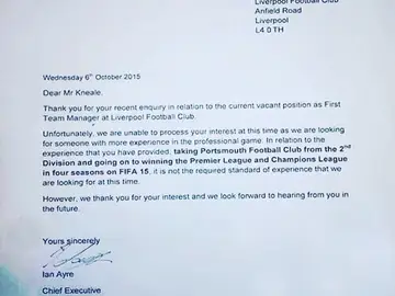 Carta del Liverpool a su seguidor Carta del Liverpool a su seguidor