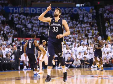 Marc Gasol celebra una canasta durante un partido con los Grizzlies Marc Gasol celebra una canasta durante un partido con los Grizzlies