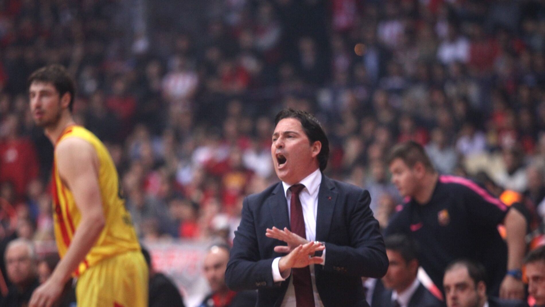 Xavi Pascual, enfadado durante un partido del Barcelona en Euroliga (Archivo)