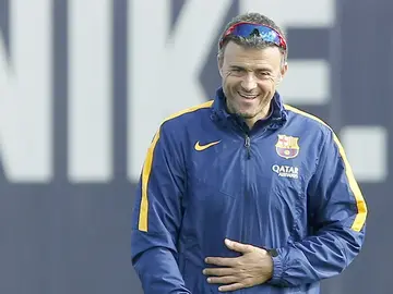 Luis Enrique durante el entrenamiento del Barça Luis Enrique durante el entrenamiento del Barça