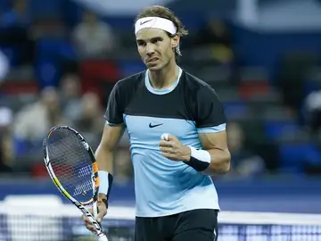 Nadal celebra un punto en Shagnhái Nadal celebra un punto en Shagnhái