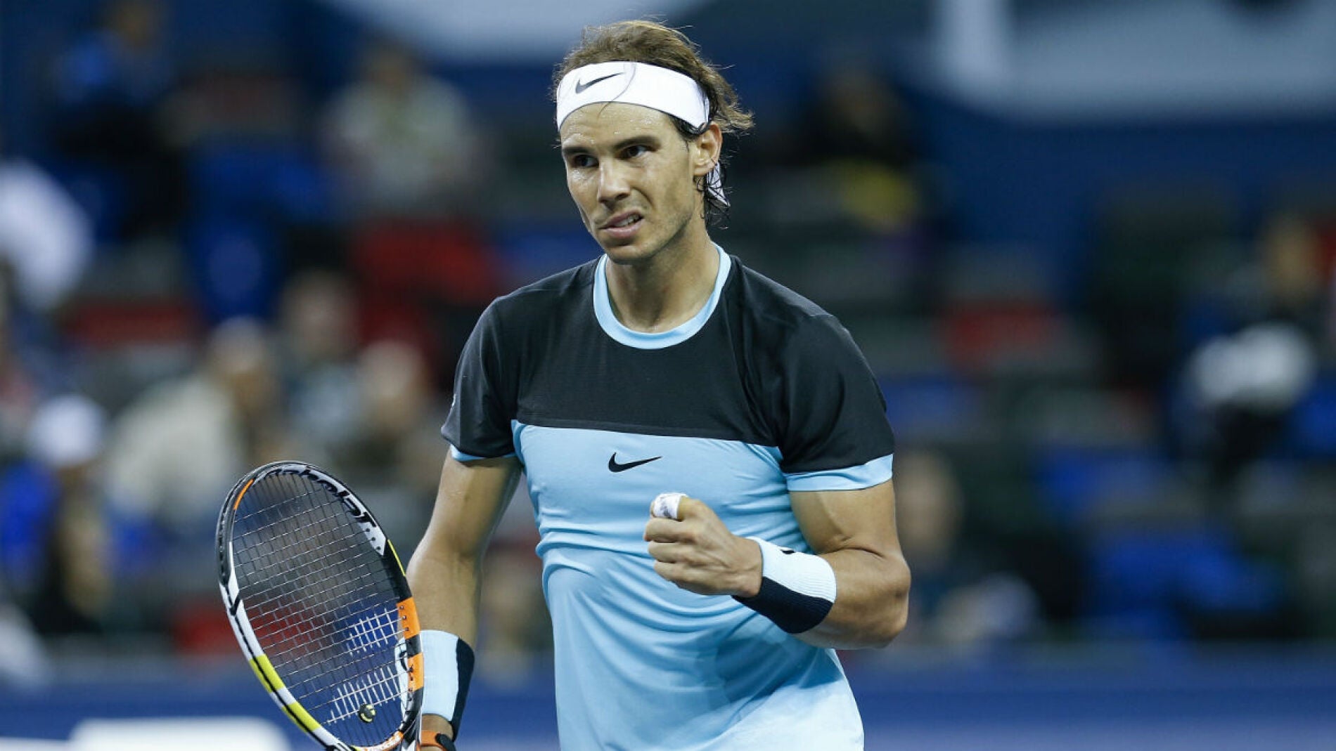 Nadal celebra un punto en Shagnh&aacute;i