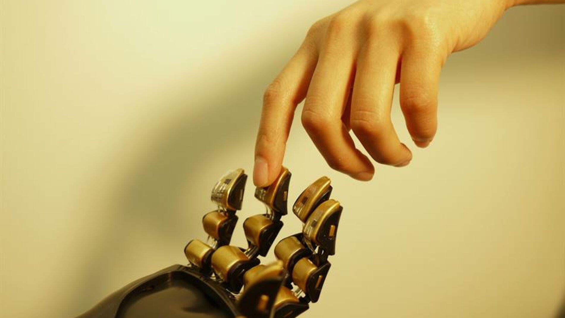 Una mano rob&oacute;tica cubierta por una especie de "piel" artificial capaz de sentir