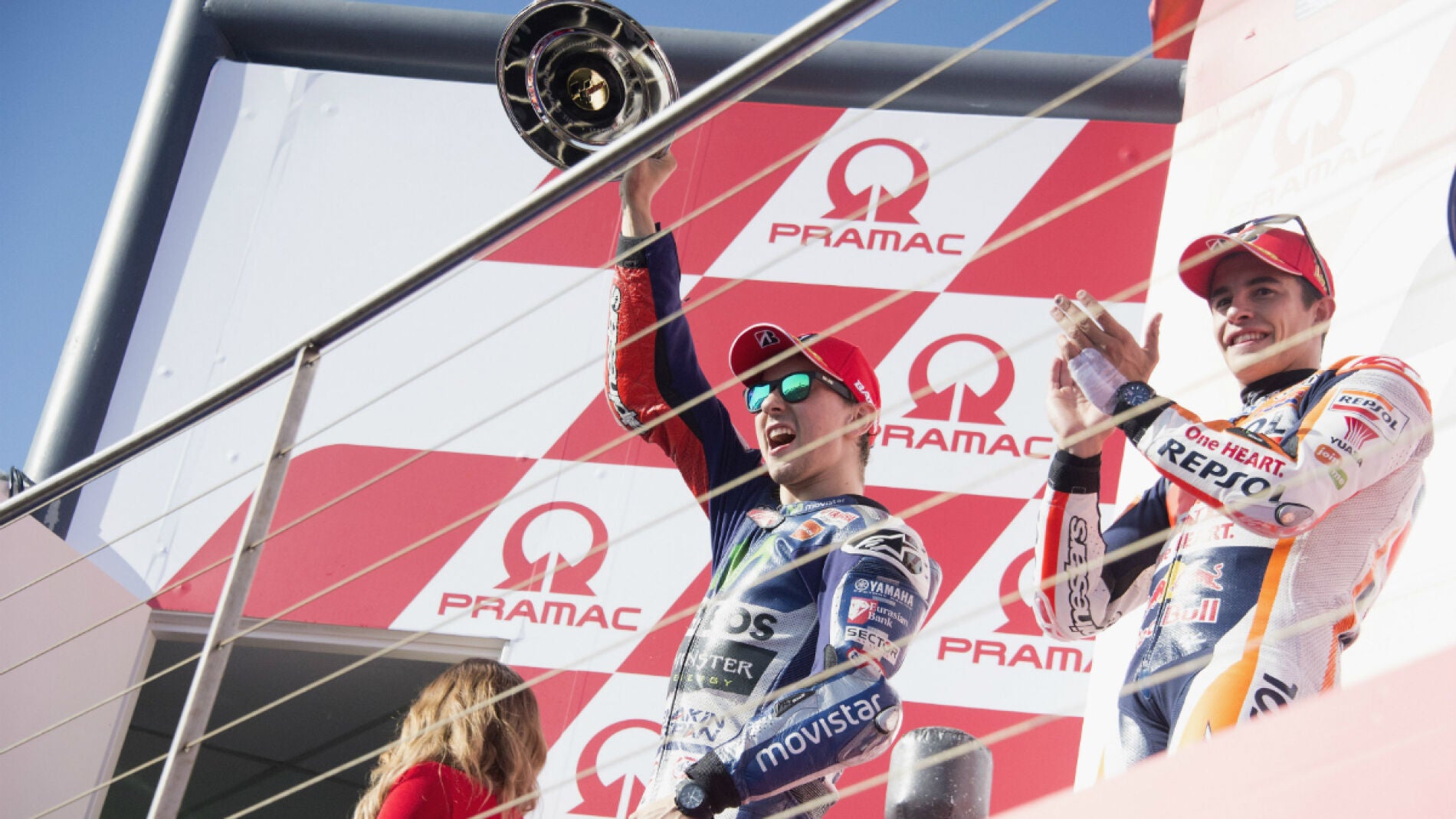 Lorenzo y M&aacute;rquez, en el podio
