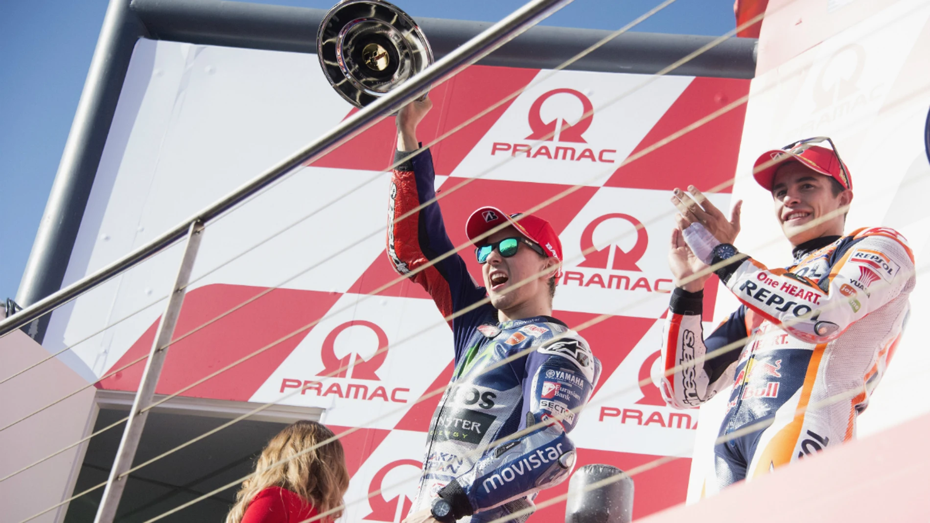 Lorenzo y Márquez, en el podio Lorenzo y Márquez, en el podio