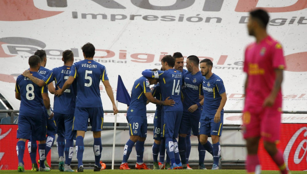 El Getafe celebra un gol ante Las Palmas