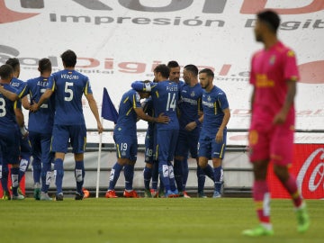 El Getafe celebra un gol ante Las Palmas