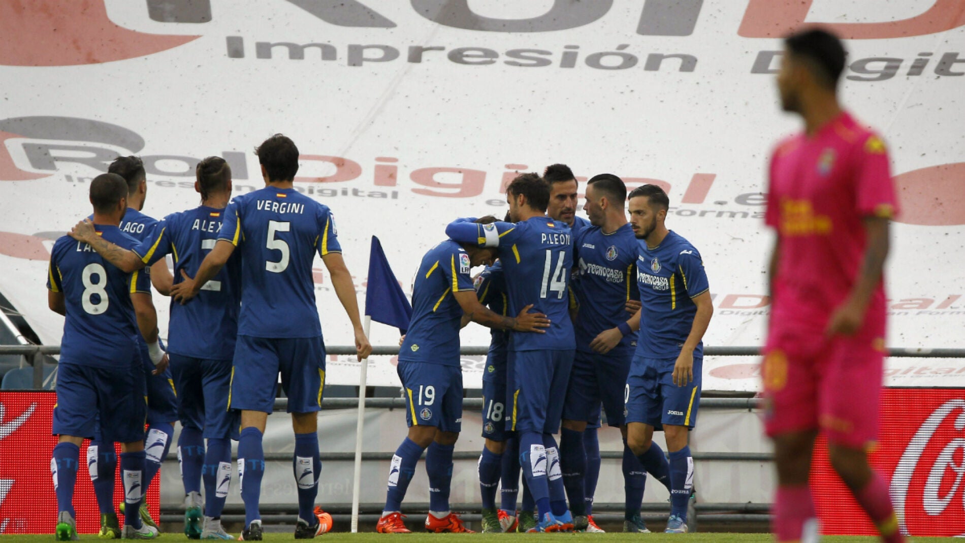 El Getafe celebra un gol ante Las Palmas