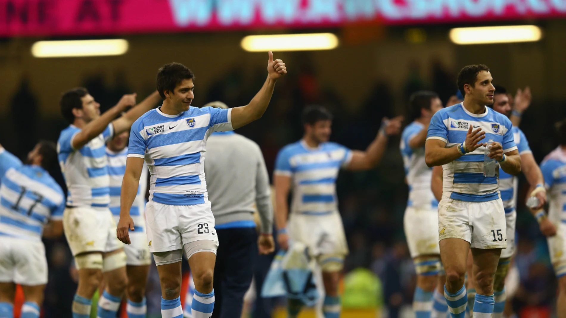 La selección de rugby de Argentina, de celebración La selección de rugby de Argentina, de celebración