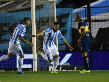 Marcos Acuña celebra su gol ante Boca Juniors