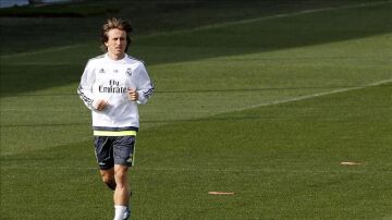 Modric durante el entrenamiento con el Real Madrid