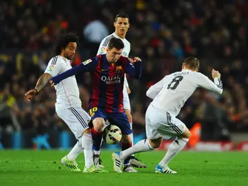 Messi, ante Cristiano, Marcelo y Kroos Messi, ante Cristiano, Marcelo y Kroos