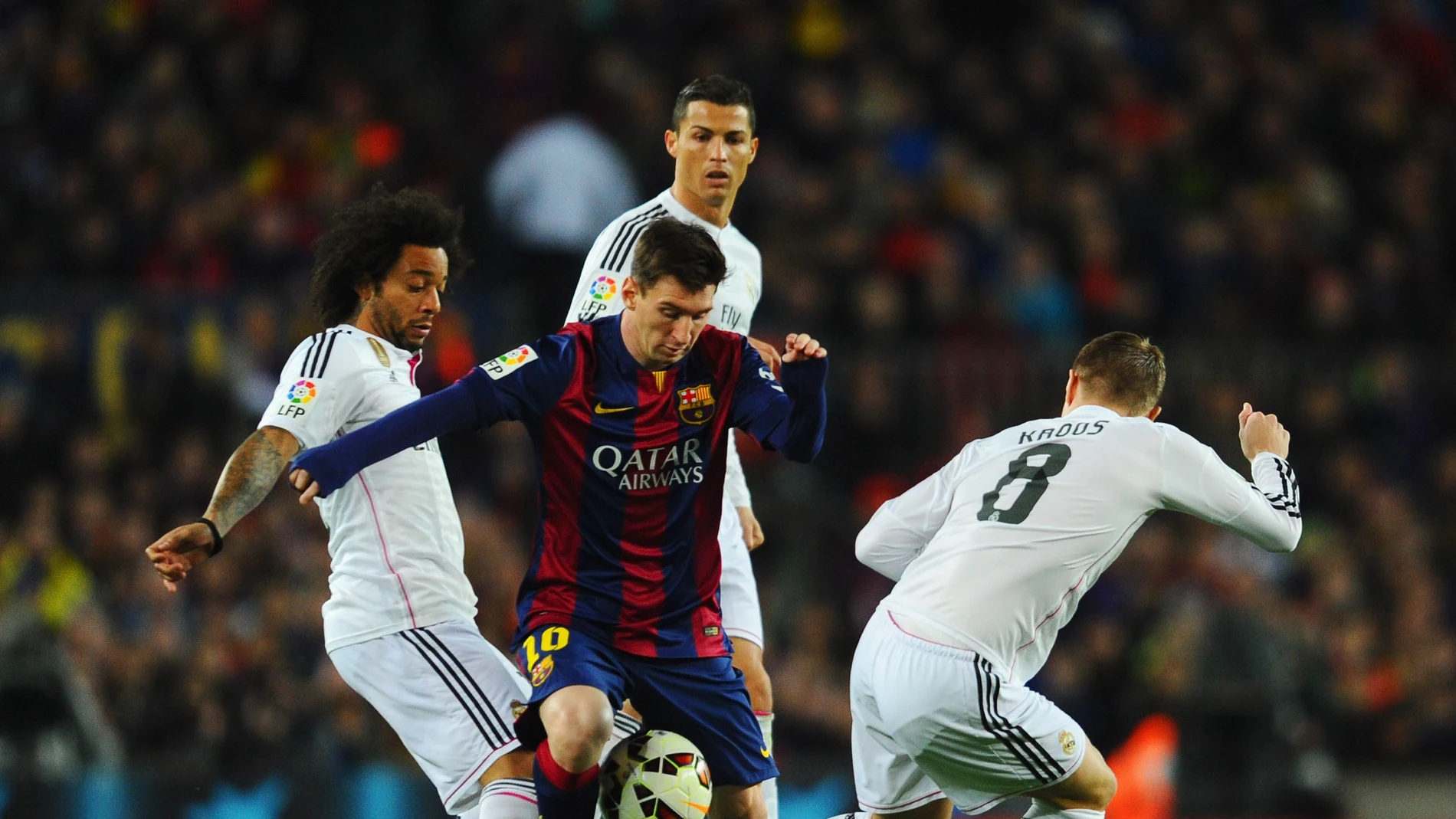 Messi, ante Cristiano, Marcelo y Kroos Messi, ante Cristiano, Marcelo y Kroos