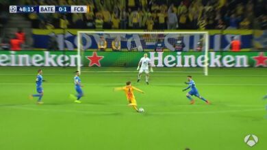 Golazo de Rakitic para abrir el marcador en Bielorrusia