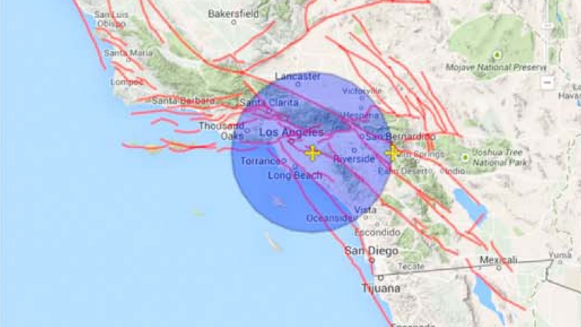 Zona de California donde se prev&eacute; un gran terremoto