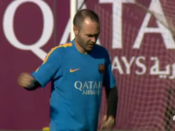 Iniesta, entrenando Iniesta, entrenando