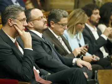 Xavier Garcia Albiol, junto a diputados de su partido, el PP de Cataluña Xavier Garcia Albiol, junto a diputados de su partido, el PP de Cataluña