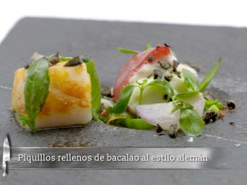 Piquillos rellenos de bacalao al estilo alemán