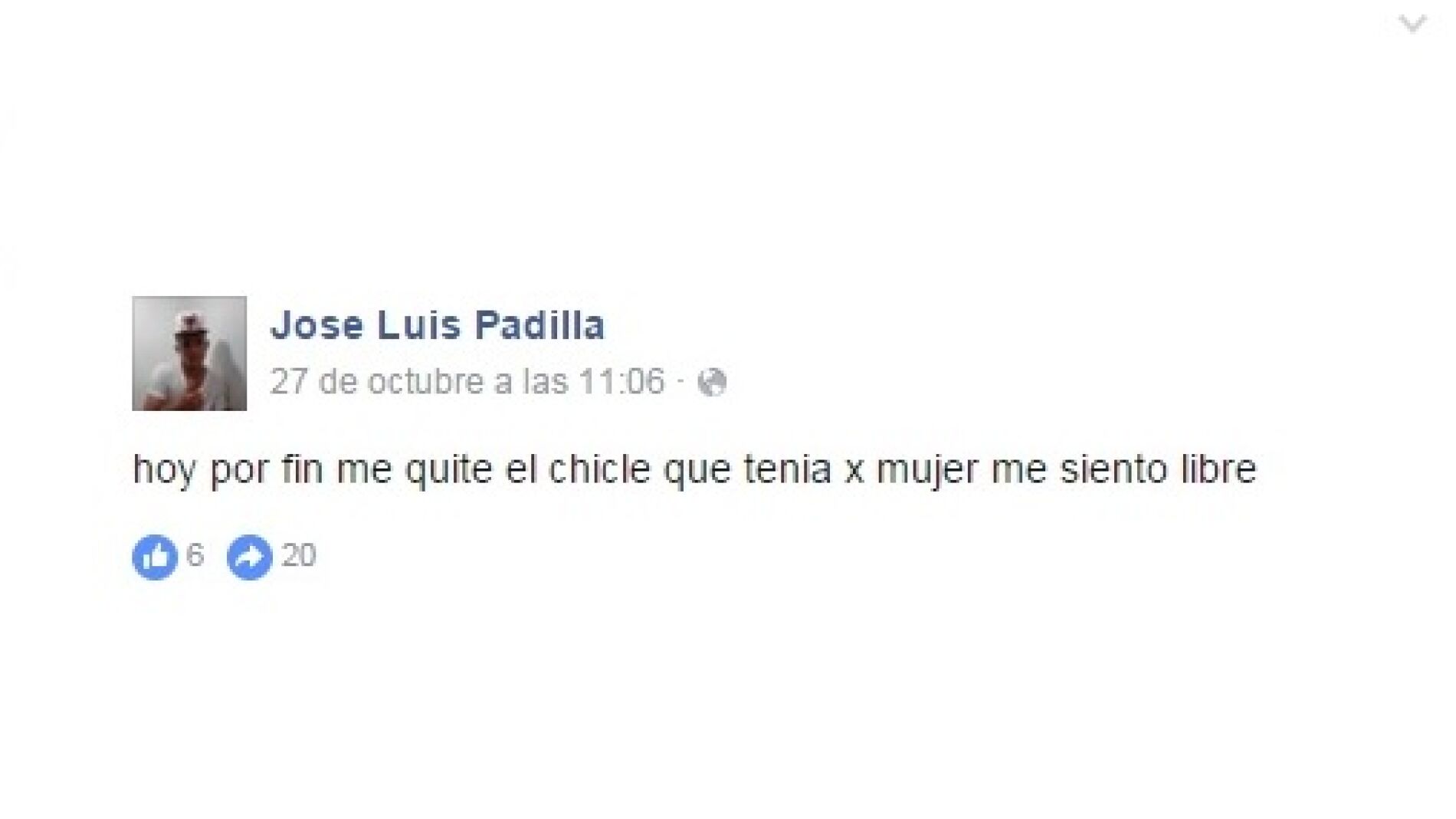 Mensaje que escribi&oacute; la v&iacute;ctima en Facebook