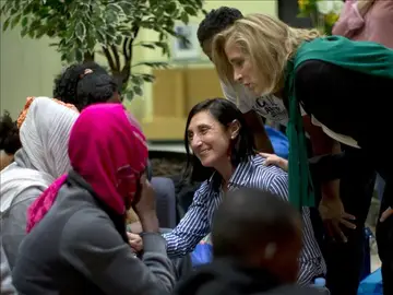 Un grupo de refugiados recién llegados a España Un grupo de refugiados recién llegados a España