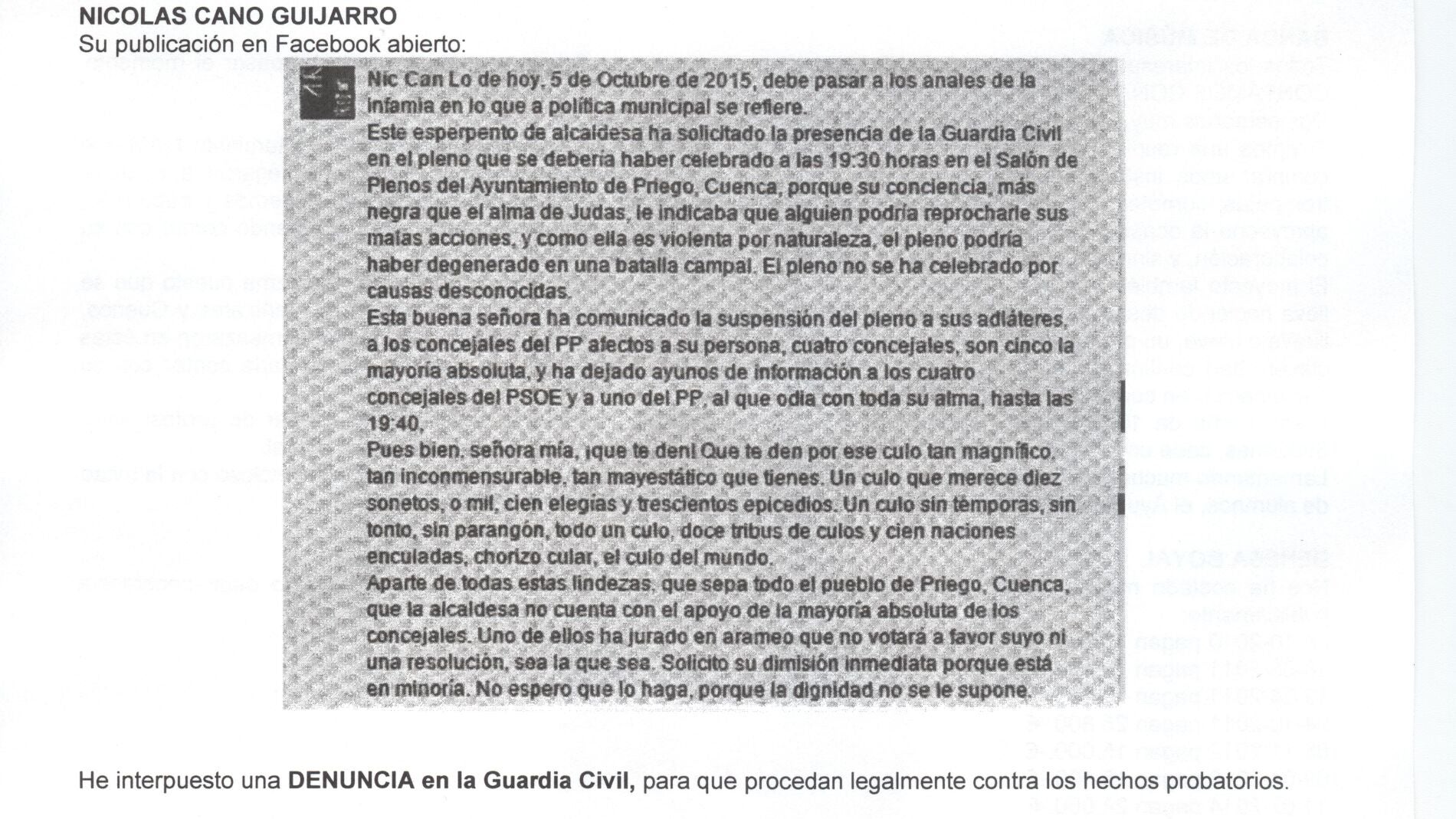 Bando del Ayuntamiento de Priego fechado el 20 de octubre