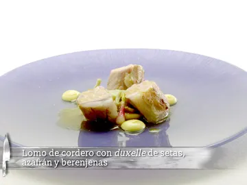 Alejandro Platero | Lomo de cordero con Duxel de setas, azafrán y berenjenas de almagro Alejandro Platero | Lomo de cordero con Duxel de setas, azafrán y berenjenas de almagro