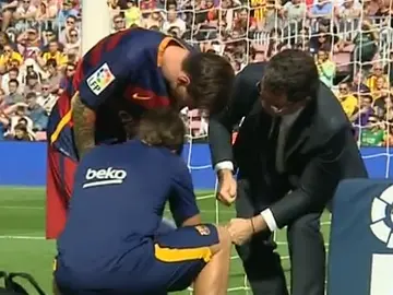 Messi, atendido en una banda Messi, atendido en una banda