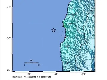Mapa cedido por el Servicio Geológico estadounidense que muestra la ubicación del terremoto Mapa cedido por el Servicio Geológico estadounidense que muestra la ubicación del terremoto