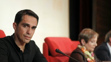 Alberto Contador, durante el acto