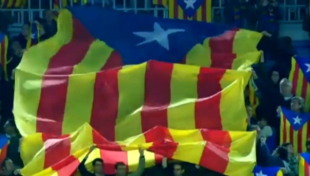 La estelada incluida en el vídeo promocional del Barça - Roma