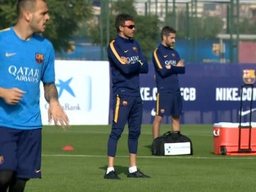 el Barça, entrenando