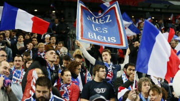 Los aficionados franceses, durante el Francia  - Alemania