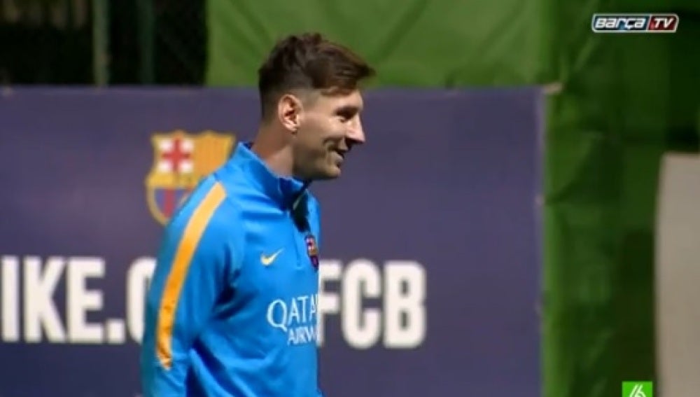 Leo Messi, en el entrenamiento del FC Barcelona