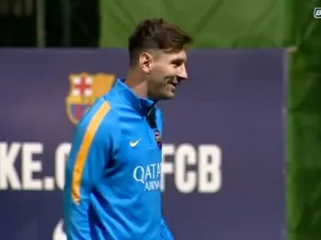 Leo Messi, en el entrenamiento del FC Barcelona Leo Messi, en el entrenamiento del FC Barcelona