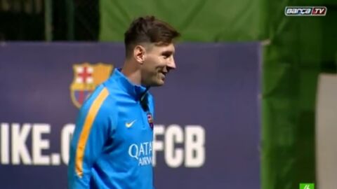 Leo Messi, en el entrenamiento del FC Barcelona