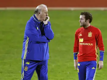 Vicente del Bosque, en un entrenamiento de la Selección Vicente del Bosque, en un entrenamiento de la Selección